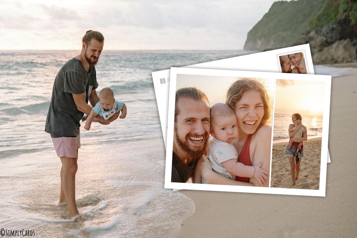 SimplyCards Postkarten Strandbild Familie